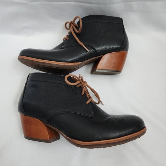 Kork Ease Helen Leather Ankle Boots Women's 6 Black Brown Lace Up Heritage Derby - Picture 9 of 14